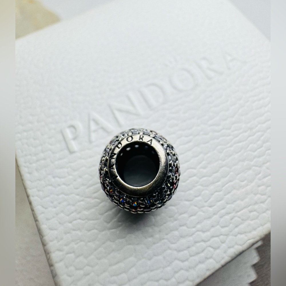 Authentic Pandora Retired Pave ‘Shimmering Flower’ S925 Ale Charm - Picture 8 of 11